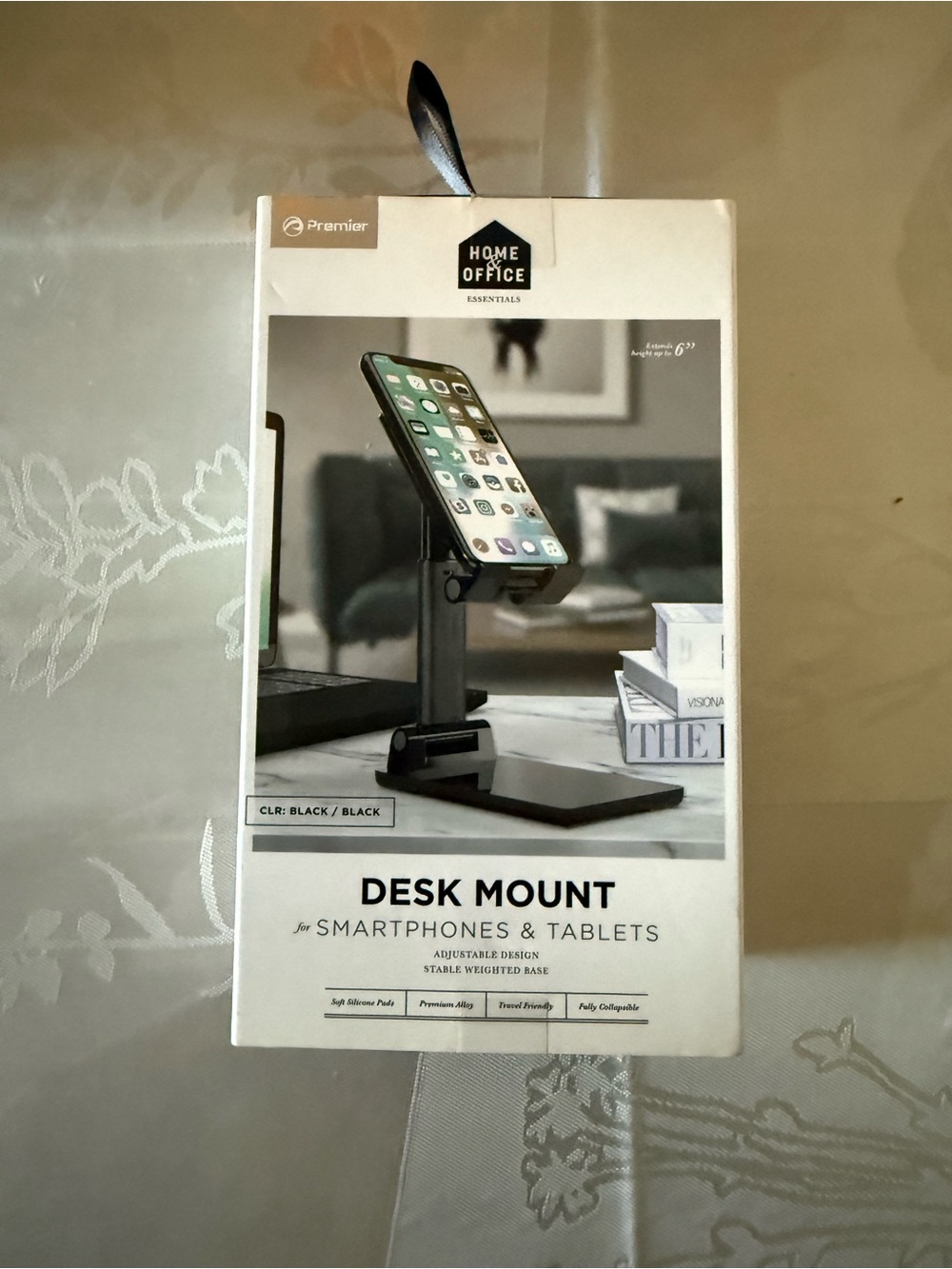 Premier Black Adjustable Desk Mount for Smartphones & Tablets